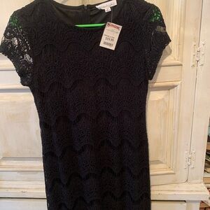 Stella Luce Black Crochet Lace Mini Dress